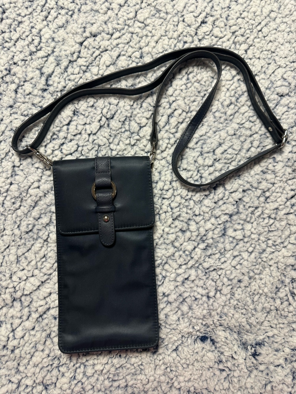 Simply Noelle Black Crossbody Phone Bag with Buckle Detail